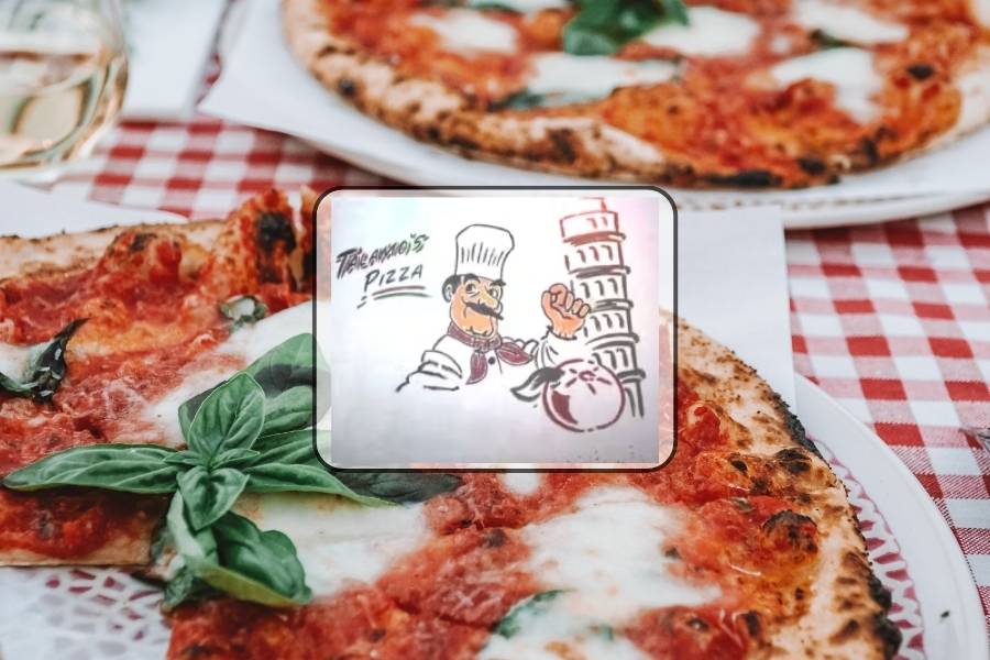 Classic Margherita pizza with fresh basil from Talammo’s Pizza in Akron Ohio
